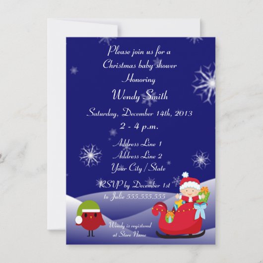クリスマスのベビーシャワーの招待状カード 招待状 (正面)