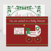 クリスマスのベビーシャワーの招待状　ハッピーホリデー 招待状 (正面/裏面)