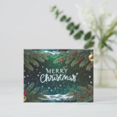 クリスマスのベリー、枝、オーナメント シーズンポストカード (スタンド正面)