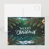 クリスマスのベリー、枝、オーナメント シーズンポストカード (正面/裏面)