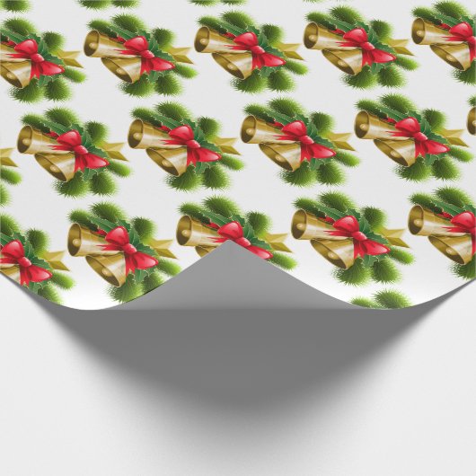 クリスマスのベルとリボン ラッピングペーパー (角)