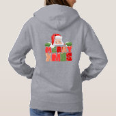 クリスマスのベーシックなフード付きスウェットシャツ(グレー) パーカ (裏面)