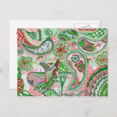 クリスマスのペイズリーの郵便はがき シーズンポストカード (正面/裏面)