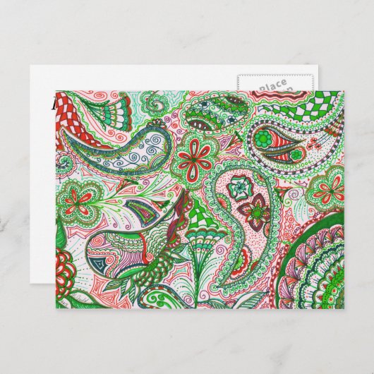 クリスマスのペイズリーの郵便はがき シーズンポストカード (正面/裏面)