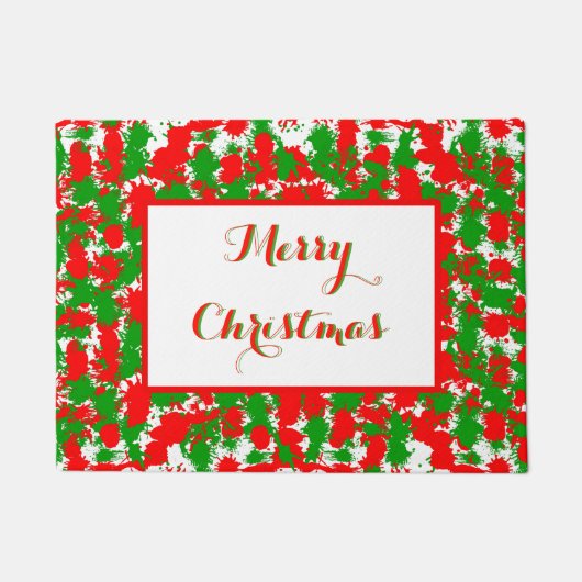クリスマスのペイントスプラッター ドアマット (正面)