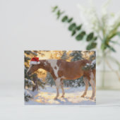 クリスマスのペイントホースの牝馬 冬の森 ポストカード (スタンド正面)