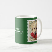 クリスマスのペットの写真 グリーン コーヒーマグカップ (正面右)