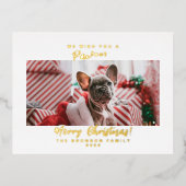 クリスマスのペットの写真 メリークリスマス 箔シーズンポストカード (正面)
