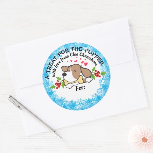 クリスマスのペットフードパーソナライズされたドッグ ラウンドシール (封筒)