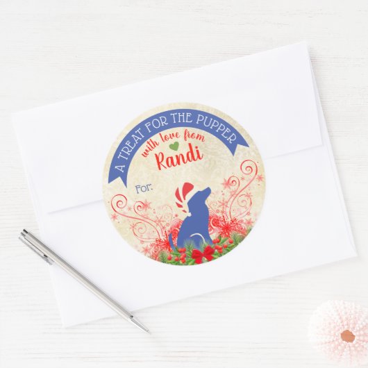 クリスマスのペットフードパーソナライズされたドッグ ラウンドシール (封筒)