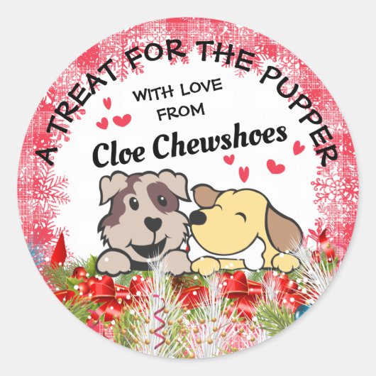 クリスマスのペットフードパーソナライズされたドッグ ラウンドシール (正面)