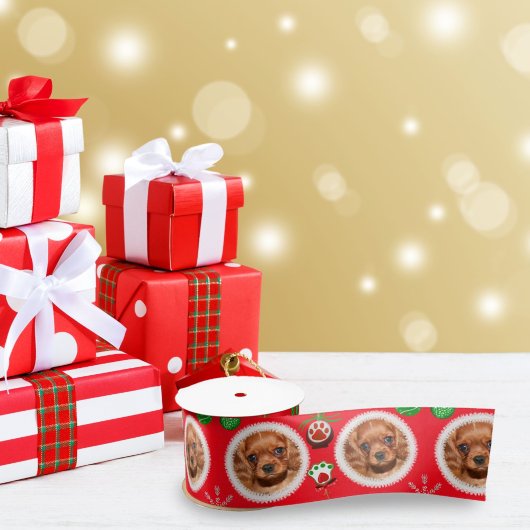 クリスマスのペット写真のパターンおやつおもちゃ サテンリボン