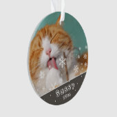 クリスマスのペット 猫 写真の記念品 オーナメント (正面)