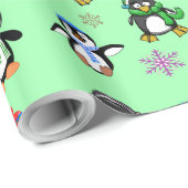クリスマスのペンギンおよび雪片のギフト用包装紙 ラッピングペーパー (ロールコーナー)