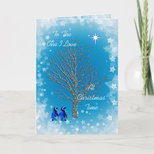 クリスマスのペンギンとの1つのI愛 シーズンカード (正面)
