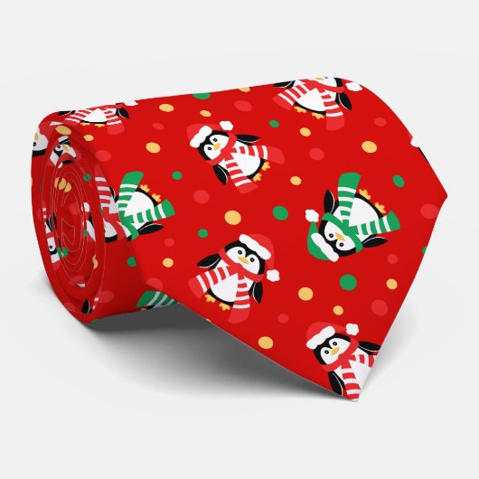 クリスマスのペンギンのおもしろいな休日のパーティ ネクタイ (ロール)