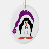 クリスマスのペンギンのおもしろデザイン セラミックオーナメント (右)