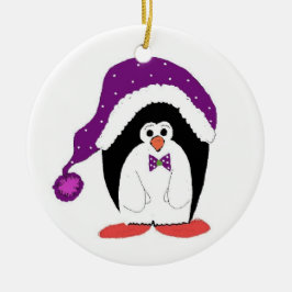 クリスマスのペンギンのおもしろデザイン セラミックオーナメント