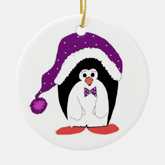 クリスマスのペンギンのおもしろデザイン セラミックオーナメント (正面)