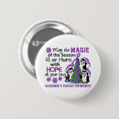 クリスマスのペンギンのアルツハイマー病 缶バッジ (正面&裏面)