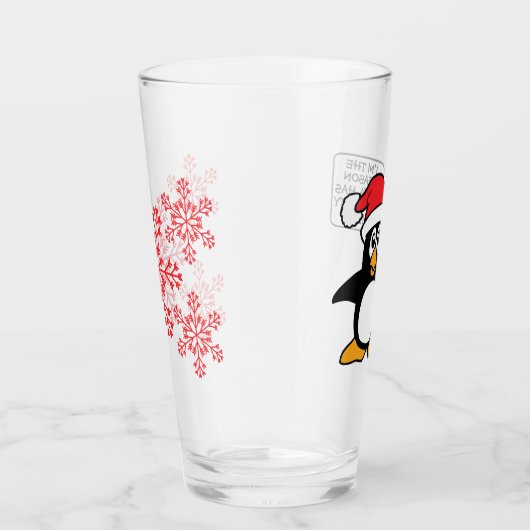 クリスマスのペンギンのサンタのいけないリスト タンブラーグラス (右)