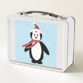 クリスマスのペンギンのデザイン メタルランチボックス (裏面)