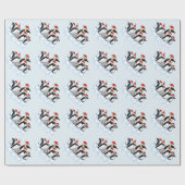 クリスマスのペンギンのパーティー ラッピングペーパー (フラット)