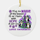 クリスマスのペンギンのループス セラミックオーナメント (正面)