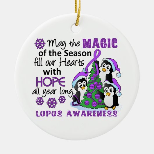 クリスマスのペンギンのループス セラミックオーナメント (正面)