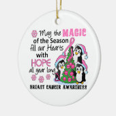 クリスマスのペンギンの乳癌 セラミックオーナメント (左)