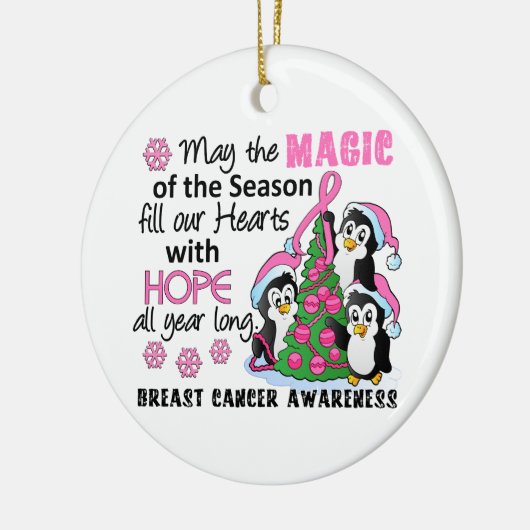 クリスマスのペンギンの乳癌 セラミックオーナメント (左)