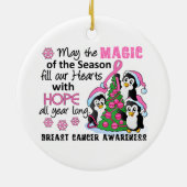 クリスマスのペンギンの乳癌 セラミックオーナメント (裏面)