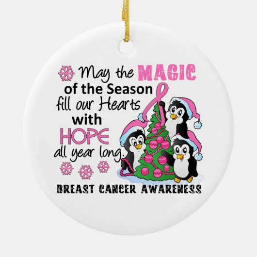 クリスマスのペンギンの乳癌 セラミックオーナメント (裏面)
