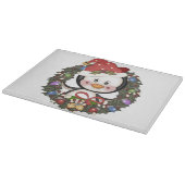クリスマスのペンギンの休日のリース カッティングボード (角)