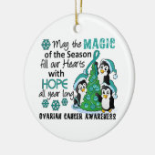 クリスマスのペンギンの卵巣癌 セラミックオーナメント (左)