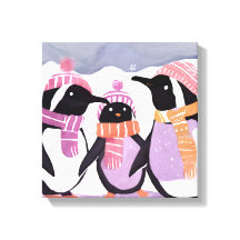 クリスマスのペンギンの友達 | 冬の水彩画