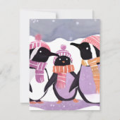 クリスマスのペンギンの友達 | 冬の水彩画 シーズンカード (正面)
