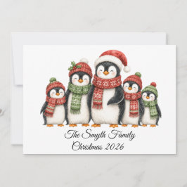 クリスマスのペンギンの家族の名入れ シーズンカード