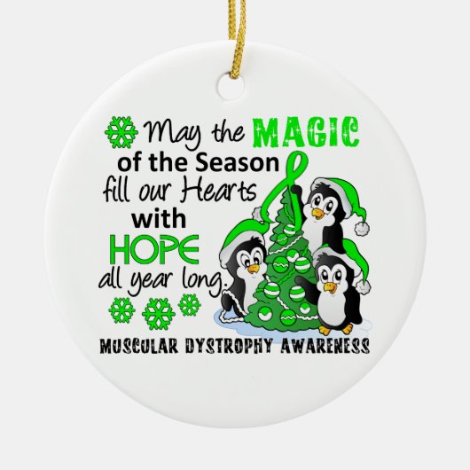 クリスマスのペンギンの筋ジストロフィー セラミックオーナメント (正面)