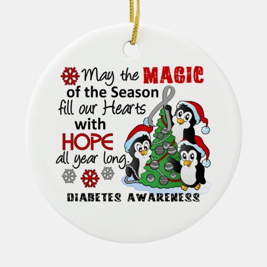 クリスマスのペンギンの糖尿病 セラミックオーナメント (正面)