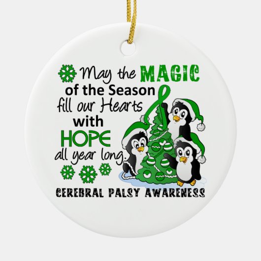 クリスマスのペンギンの脳性麻痺 セラミックオーナメント (正面)