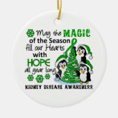 クリスマスのペンギンの腎臓病 セラミックオーナメント (正面)