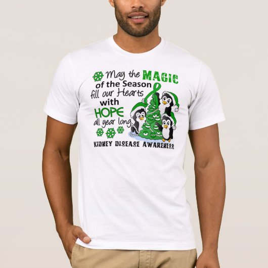 クリスマスのペンギンの腎臓病 Tシャツ (正面)