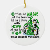 クリスマスのペンギンの臓器提供 セラミックオーナメント (正面)