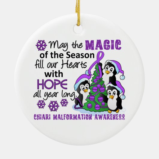 クリスマスのペンギンのChiariの奇形 セラミックオーナメント (裏面)