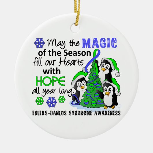 クリスマスのペンギンのEhlers DanlosシンドロームEDS セラミックオーナメント (正面)