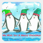 クリスマスのペンギンを楽しんでほしい スクエアシール (正面)