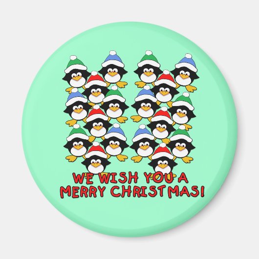 クリスマスのペンギンを楽しんでほしい マグネット (正面)