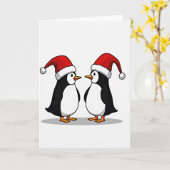 クリスマスのペンギンカード カード (黄色い花)