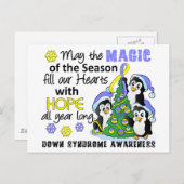 クリスマスのペンギンダウン症 シーズンポストカード (正面/裏面)